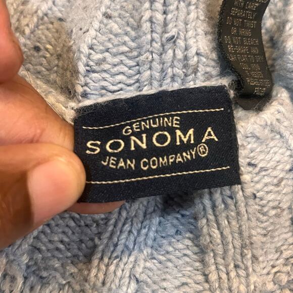 Sonoma Women Medium Wool Blend Holiday Sweater Winter Snow Flakes Blue White - Picture 4 of 6